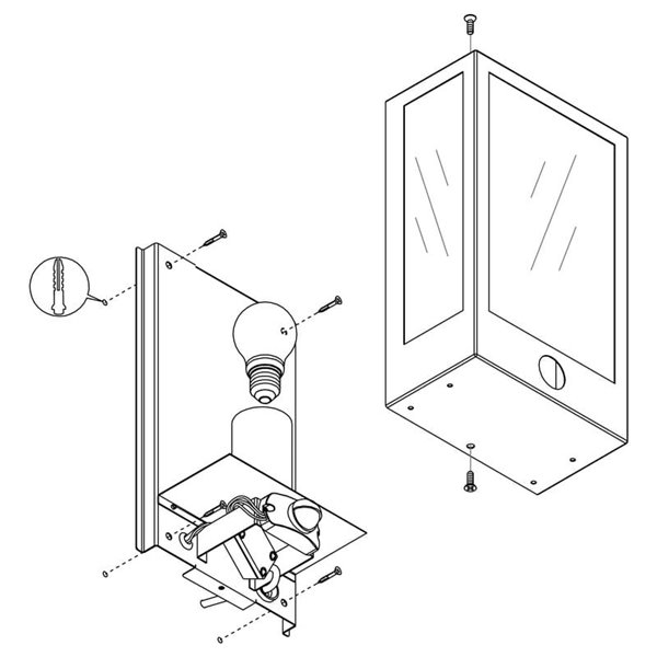 Aplique de pared con sensor de movimiento ALAMONTE, acero negro y vidrio, E27, IP44