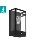 Aplique de pared con sensor de movimiento ALAMONTE, acero negro y vidrio, E27, IP44