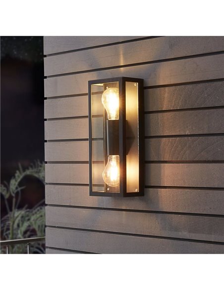 Applique murale verticale ALAMONTE 1, pour 2 ampoules E27 haut et bas, IP44