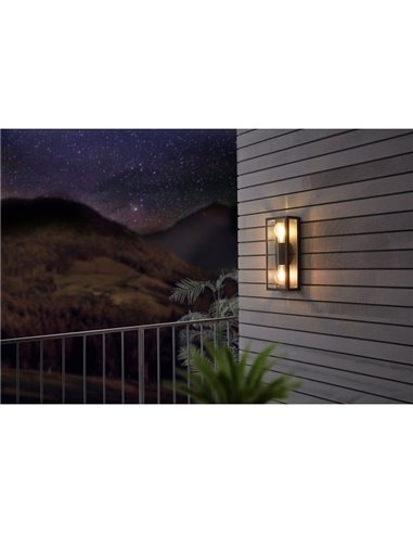 Applique murale verticale ALAMONTE 1, pour 2 ampoules E27 haut et bas, IP44