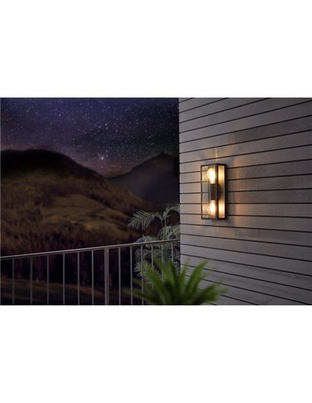 ALAMONTE 1 luminária de parede vertical, para 2 lâmpadas E27 para cima e para baixo, IP44