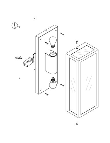 Aplique de pared vertical ALAMONTE 1, para 2 bombillas arriba y abajo E27, IP44