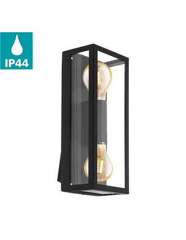 Applique murale verticale ALAMONTE 1, pour 2 ampoules E27 haut et bas, IP44