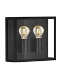 Aplique de pared horizontal ALAMONTE 1, de acero negro, 2xE27, IP44