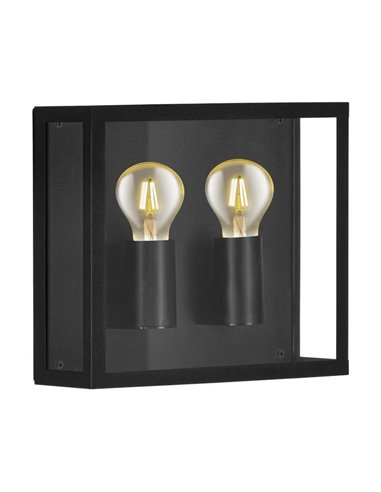 Aplique de pared horizontal ALAMONTE 1, de acero negro, 2xE27, IP44