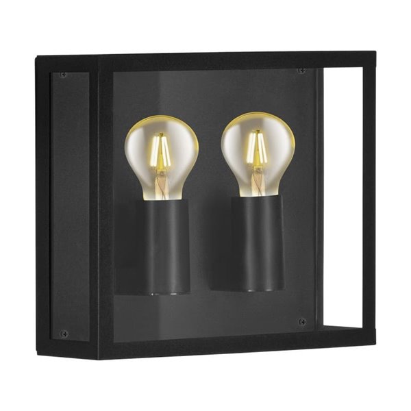 Aplique de pared horizontal ALAMONTE 1, de acero negro, 2xE27, IP44