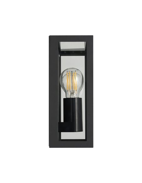 Aplique de pared horizontal ALAMONTE 1, de acero negro, 2xE27, IP44