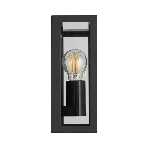 Aplique de pared horizontal ALAMONTE 1, de acero negro, 2xE27, IP44
