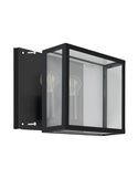 Aplique de pared horizontal ALAMONTE 1, de acero negro, 2xE27, IP44