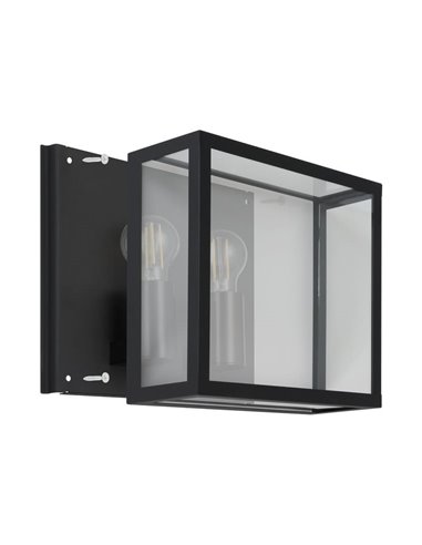 Aplique de pared horizontal ALAMONTE 1, de acero negro, 2xE27, IP44