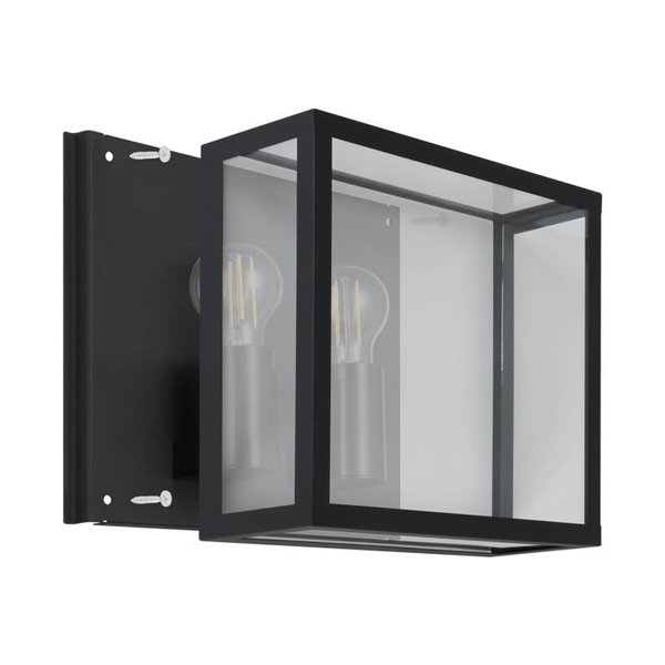 Aplique de pared horizontal ALAMONTE 1, de acero negro, 2xE27, IP44