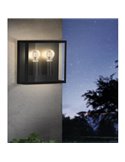 Aplique de pared horizontal ALAMONTE 1, de acero negro, 2xE27, IP44