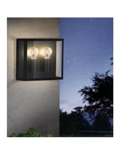 ALAMONTE 1 luminária de parede horizontal, aço preto, 2xE27, IP44 2