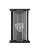 Applique d'extérieur CASCINETTA, structure en acier noir et boîtier cylindrique en verre, E27, IP54