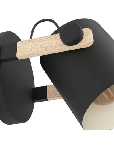 Applique murale latérale en bois et corne noire 43518