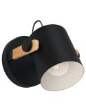 Luminária de parede Hornwood 43518 preta e madeira