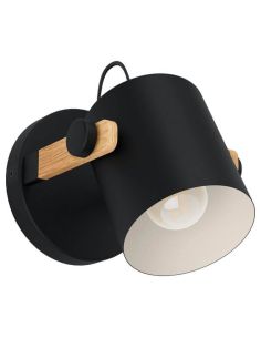Aplique de pared madera y negro Hornwood 43518