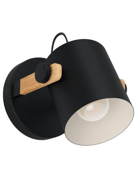 Aplique de pared madera y negro Hornwood 43518
