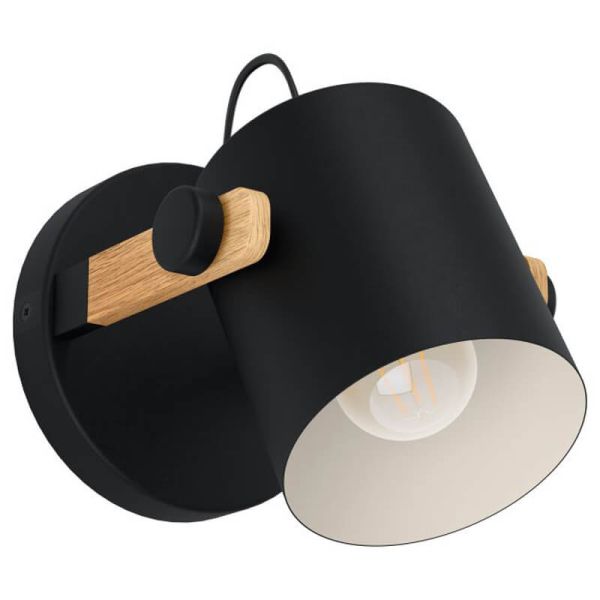 Aplique de pared madera y negro Hornwood 43518