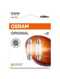 Pack de 2 ampoules C5W OSRAM ORIGINAL 12V 5W SV8.5-8 pour plaque d'immatriculation, intérieur ou position 6418