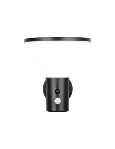 Aplique LED solar GORDA regulable, sensor oscuridad y movimiento, batería recargable 3,5W 500lm, 4000K IP44
