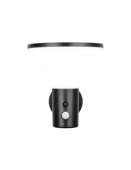 Aplique LED solar GORDA regulable, sensor oscuridad y movimiento, batería recargable 3,5W 500lm, 4000K IP44