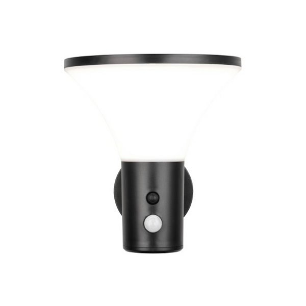 Aplique LED solar GORDA regulable, sensor oscuridad y movimiento, batería recargable 3,5W 500lm, 4000K IP44