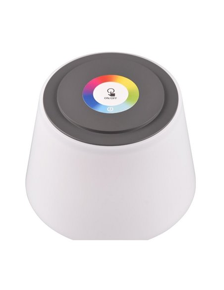 Lâmpada LED RGBW para área externa SANCHEZ 2,1 W 190 lm, 3000+4000+5000 K IP44 regulável, recarregável por USB