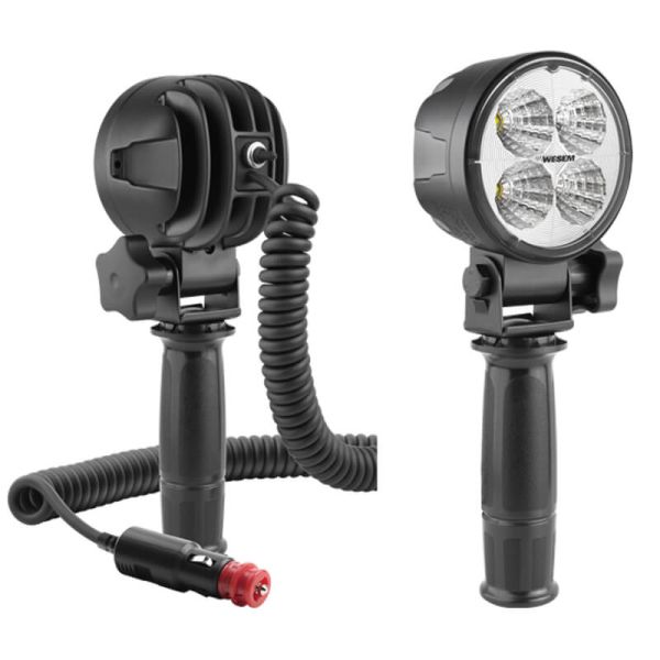Faro LED redondo empuñadura 2000lm 35º 12-24V con Base Magnética, Cable Espiral 8 metros, Enchufe Mechero e Interruptor