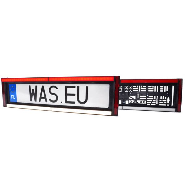 Suporte de placa com luz de placa, ré, freio e refletor 12/24V W253 Aprovado AR S3 IA L Cat. 1b