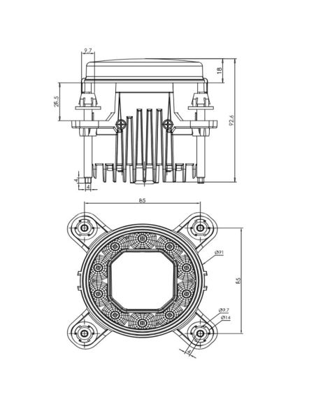 Medidas Faro  LED Multifunción Empotrable 12/24V W234 con Luz de Posición, Diurna, Intermitente y de Cruce – Homologado IP6K9K