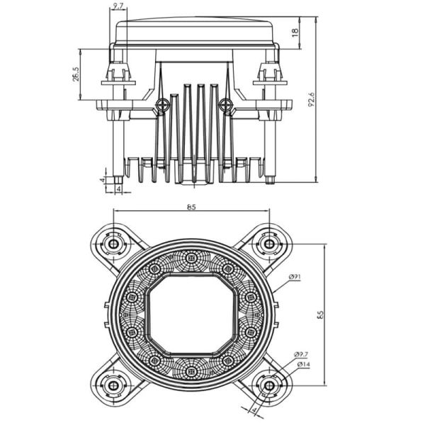 Medidas Faro  LED Multifunción Empotrable 12/24V W234 con Luz de Posición, Diurna, Intermitente y de Cruce – Homologado IP6K9K