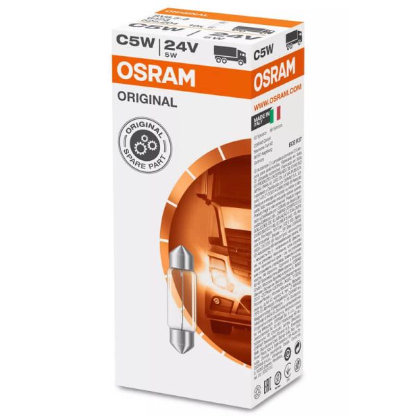 Lâmpada OSRAM C5W 24V 6423 para interior de caminhão, luz de posição ou luz de placa de licença SV8.5-8 Osram | LeonLeds