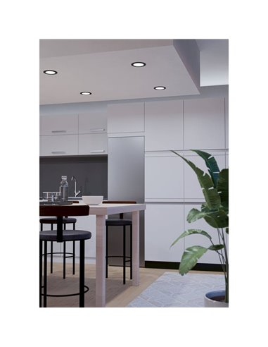 Downlight LED empotrable negro RGB+TW Ø120mm FUEVA 6-Z, CTT (2700K-4000K-6500K), 5W 620Lm, IP44