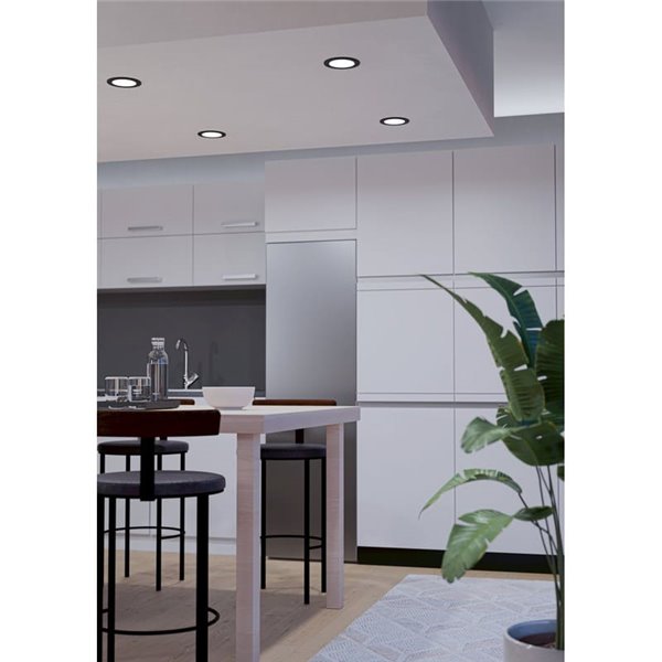 Downlight LED RGB+TW preto de embutir Ø120mm FUEVA 6-Z, CTT (2700K-4000K-6500K), 5W 620Lm, IP44