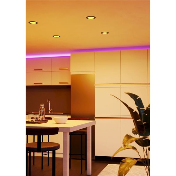 Downlight LED RGB+TW preto de embutir Ø120mm FUEVA 6-Z, CTT (2700K-4000K-6500K), 5W 620Lm, IP44