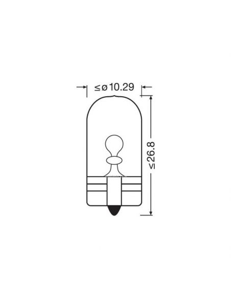 Dimensiones Bombilla sin casquillo Halogena W5W 12V Original 2 Unds. 2825 Osram | LeonLeds