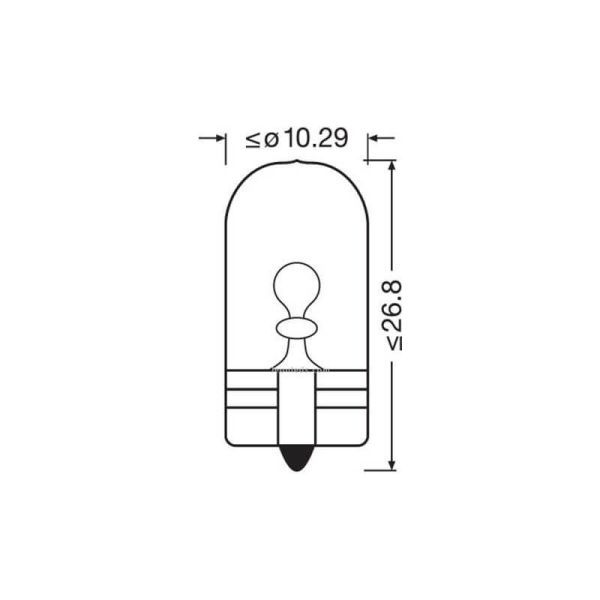 Dimensiones Bombilla sin casquillo Halogena W5W 12V Original 2 Unds. 2825 Osram | LeonLeds