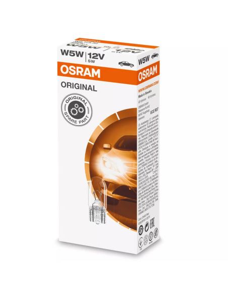 Ampoule sans culot Halogène W5W 12V Original T10 Signalisation intérieure ou de position