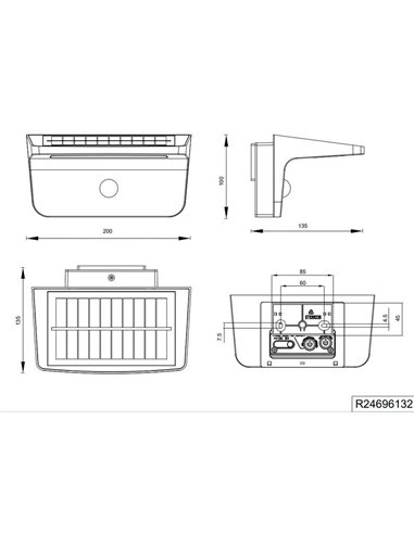 Aplique solar LED ATICO, sensor de oscuridad, batería recargable y regulable 8W 850lm, 4000K IP44