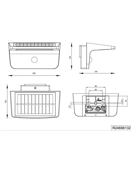 Aplique solar LED ATICO, sensor de oscuridad, batería recargable y regulable 8W 850lm, 4000K IP44