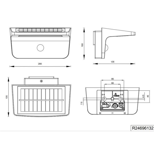 Aplique solar LED ATICO, sensor de oscuridad, batería recargable y regulable 8W 850lm, 4000K IP44