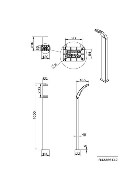 Poste LED para exterior 100cm BEJA 12,5W 1650lm, 4000K IP44 Antracita