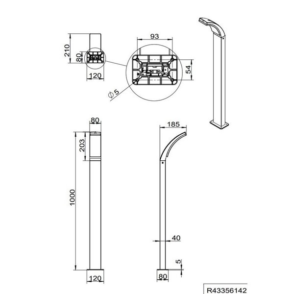 Poste LED para exterior 100cm BEJA 12,5W 1650lm, 4000K IP44 Antracita