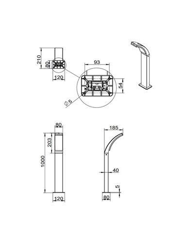 Baliza para exterior LED 60cm BEJA 12,5W 1650lm, 4000K IP44 Antracita