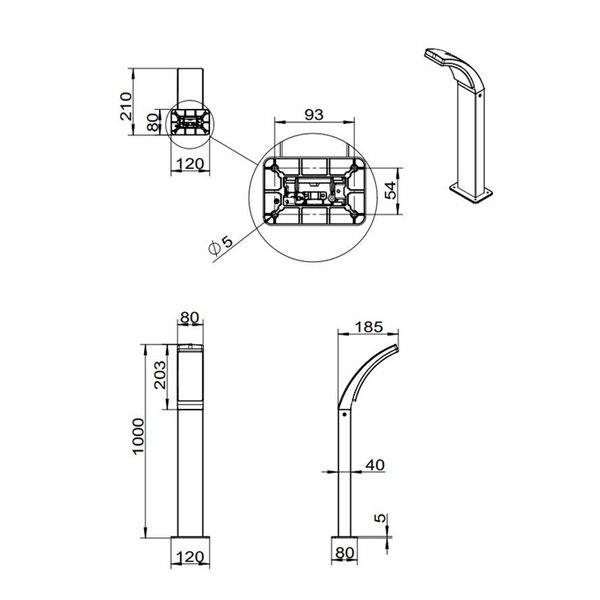 Baliza exterior LED BEJA 60cm 12,5W 1650lm, 4000K IP44 Antracite