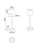 Lámpara de sobremesa LED MARTINEZ recargable USB y regulable 2,2W 250lm, 2700 - 6500K IP44