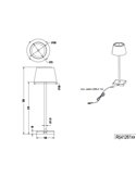 Lámpara exterior LED regulable RGBW, recargable USB SANCHEZ 2,1W 190lm, 3000+4000+5000K IP44