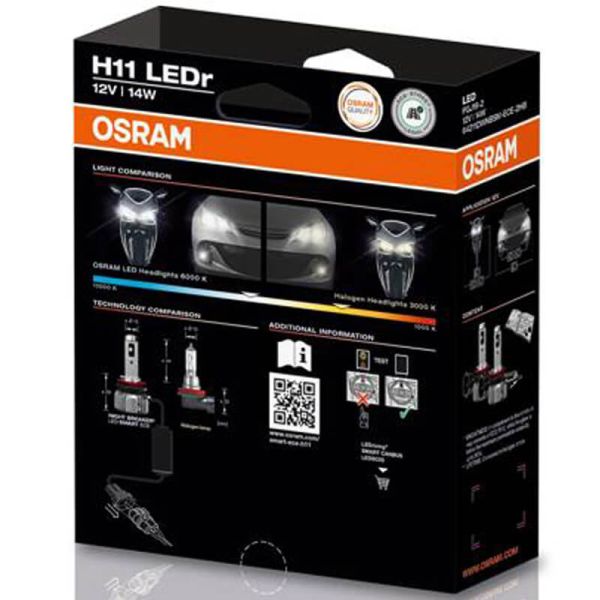 Kit 2 Bombillas LED H11 OSRAM NIGHT BREAKER SMART ECE 12V 6000K Blanco Frío Homologadas