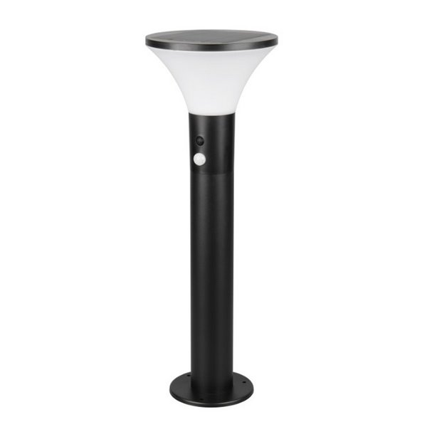 Baliza LED solar GORDA 50cm sensor de movimiento y crepuscular, batería recargable 3,5W 500lm 4000k IP44 